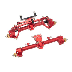 MEUS RACING 1/24 Scale Aluminum Alloy Axles Front and Rear Portal Axle Housing Assembly w/New C Knuckle for Axial SCX24 90081 C10 Jeep Upgrade Parts - RED - HeliDirect