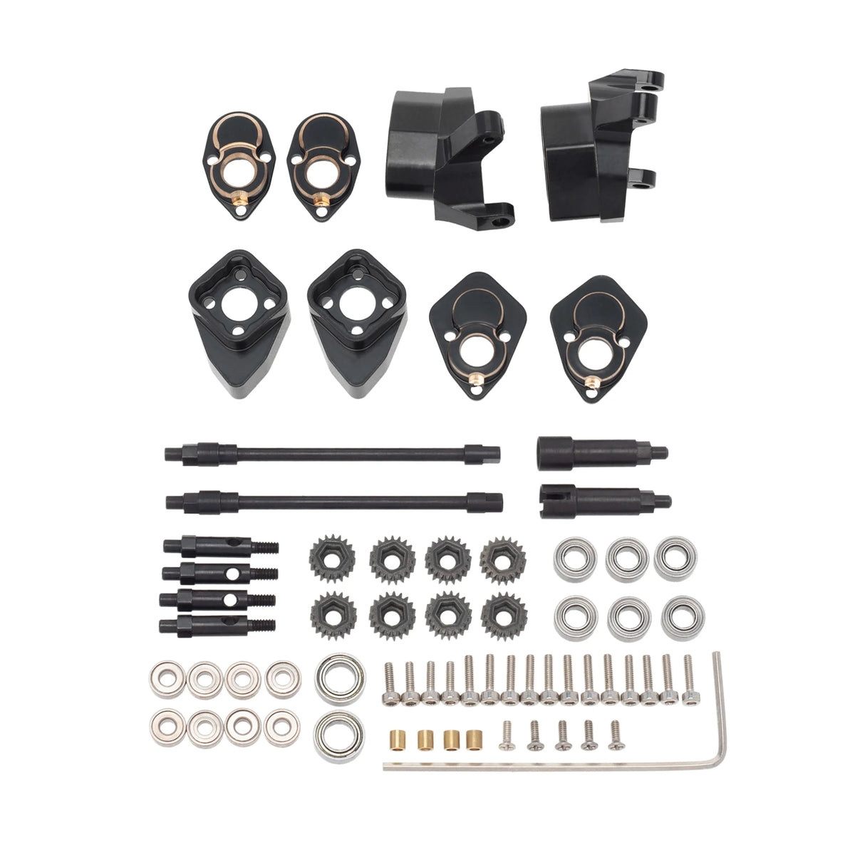 MEUS Racing Front & Rear Axle Brass High Lift & Counterweight Refit Portal Axles Kit, CNC Machined Aluminum Portal Axle Units Upgrades Accessories Parts for Axial SCX24 90081 C10 Jeep Black - HeliDirect