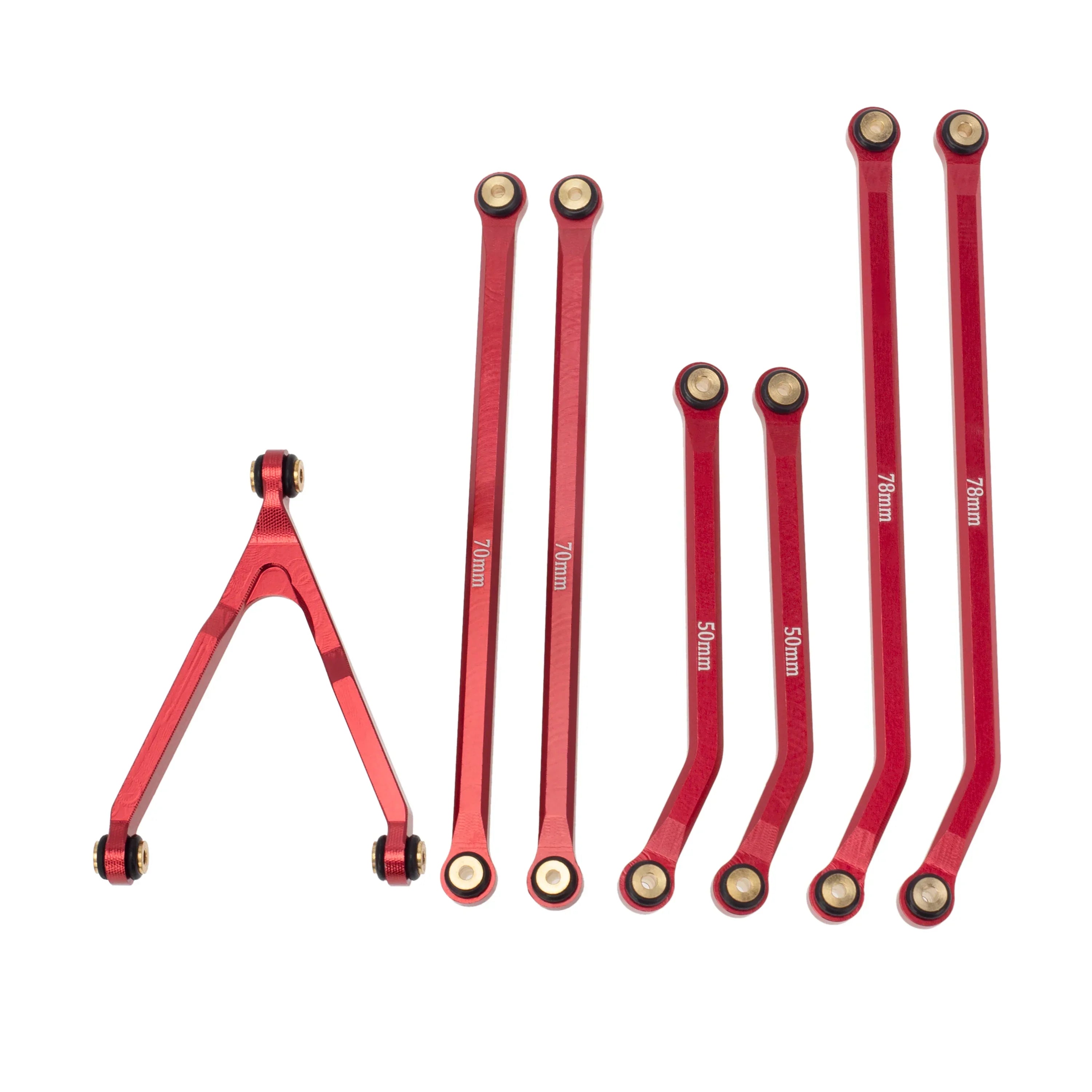 MEUS Racing  CNC Aluminum High Clearance Chassis Links for 1/24 RC Crawler LWB 133.5mm Axial SCX24 AXI90081 Deadbolt AXI00004 B17 (Red) - HeliDirect