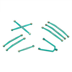 MEUS Racing Aluminum Alloy Link and Steering Rod Kit for Axial SCX24 B-17 C10 Jeep 1/24 RC Car (Green) - HeliDirect