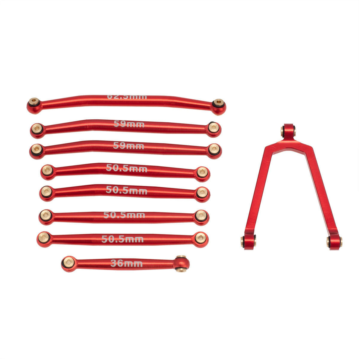 MEUS Racing Aluminum Alloy Link and Steering Rod Kit for Axial SCX24 B-17 C10 Jeep 1/24 RC Car (Red) - HeliDirect