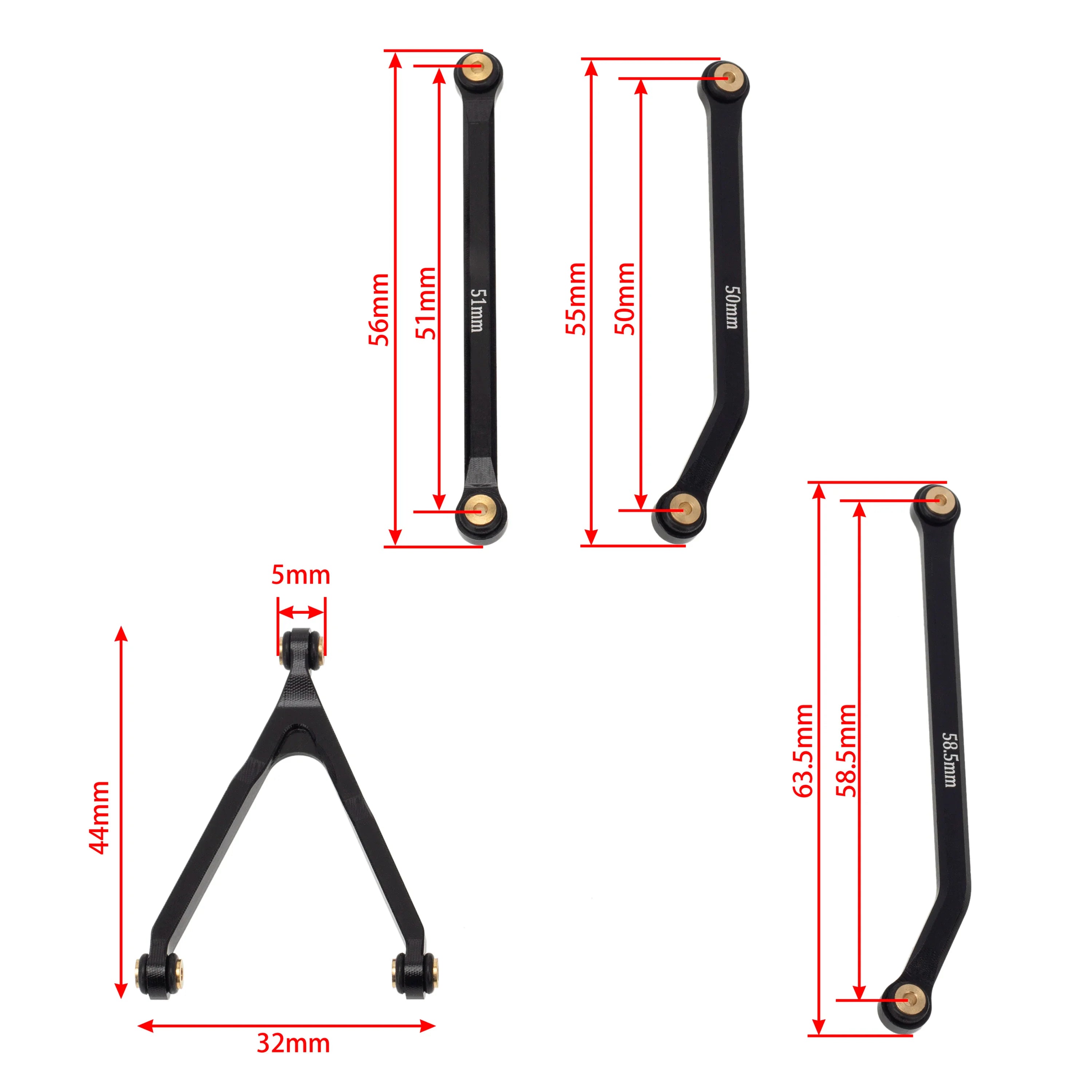 MEUS Racing CNC Aluminum High Clearance Chassis Links for 1/24 RC Crawler Axial SCX24 AXI00001 C10 AXI00002 Jeep JLU Ford Bronco AXI00006 (Black) - HeliDirect