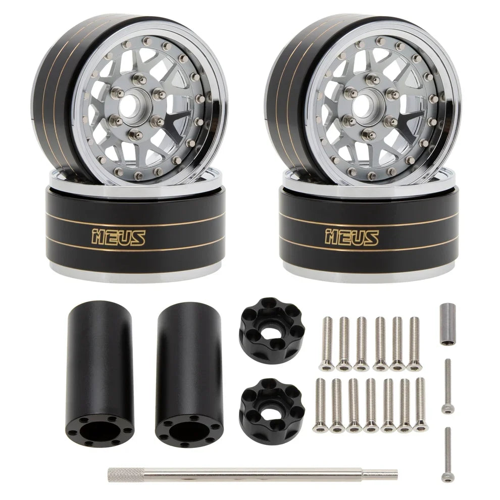 MEUS Racing Brass Aluminum 1.9″ Beadlock Wheels Supports Front Rear Twin Wheels for 1/10 TRX-4 TRX-6 SCX10 GEN7 GEN8 D90