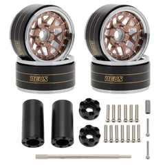 MEUS Racing Brass Aluminum 1.9″ Beadlock Wheels Supports Front Rear Twin Wheels for 1/10 TRX-4 TRX-6 SCX10 GEN7 GEN8 D90