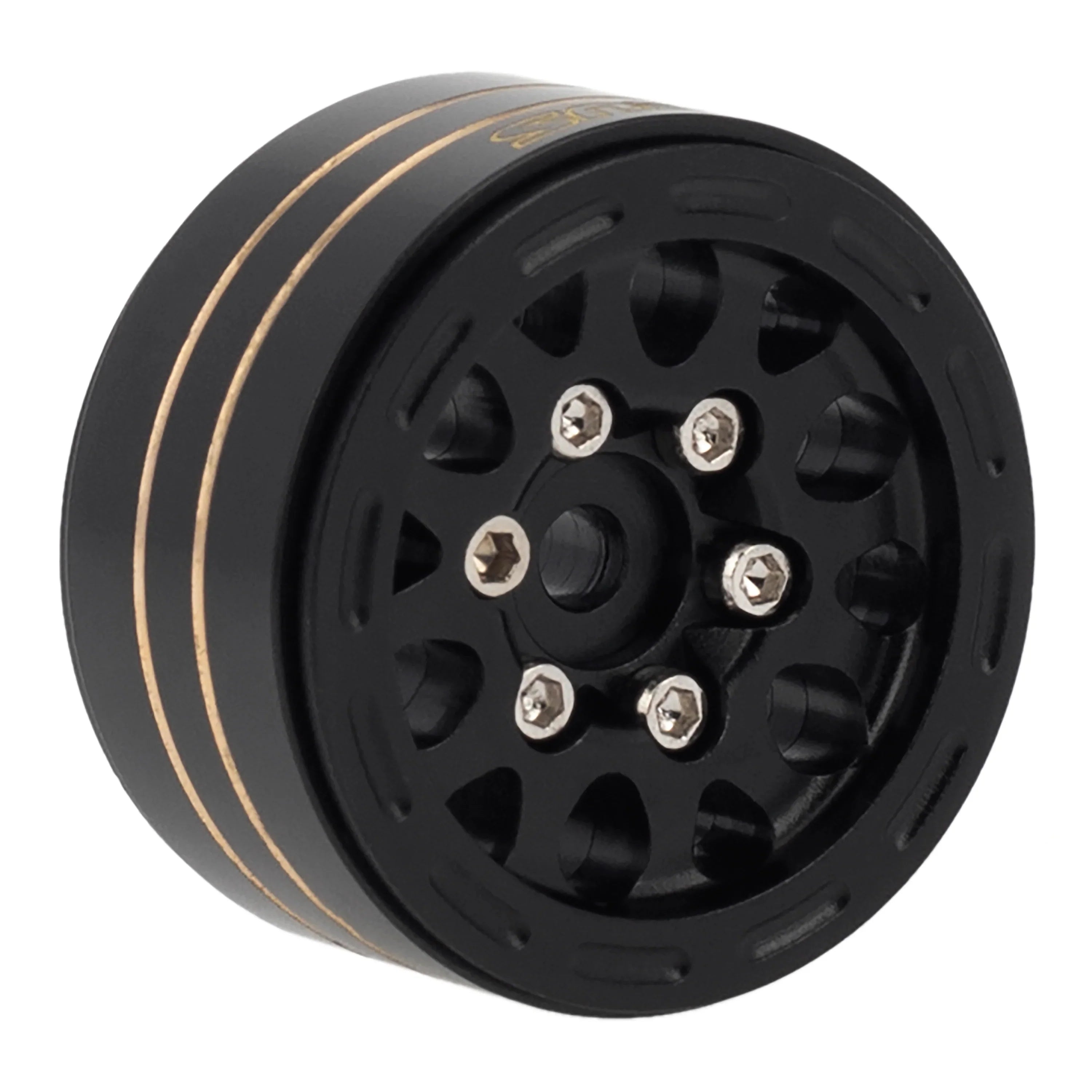 Meus Racing 1.0 Beadlock Wheels Brass Wheel Ring Aluminum Wheel Hub for Axial 1/24 Gladiator Bronco C10 JLU Deadbolt TRX4M RC Crawler Upgrade Parts - A BLACK - HeliDirect