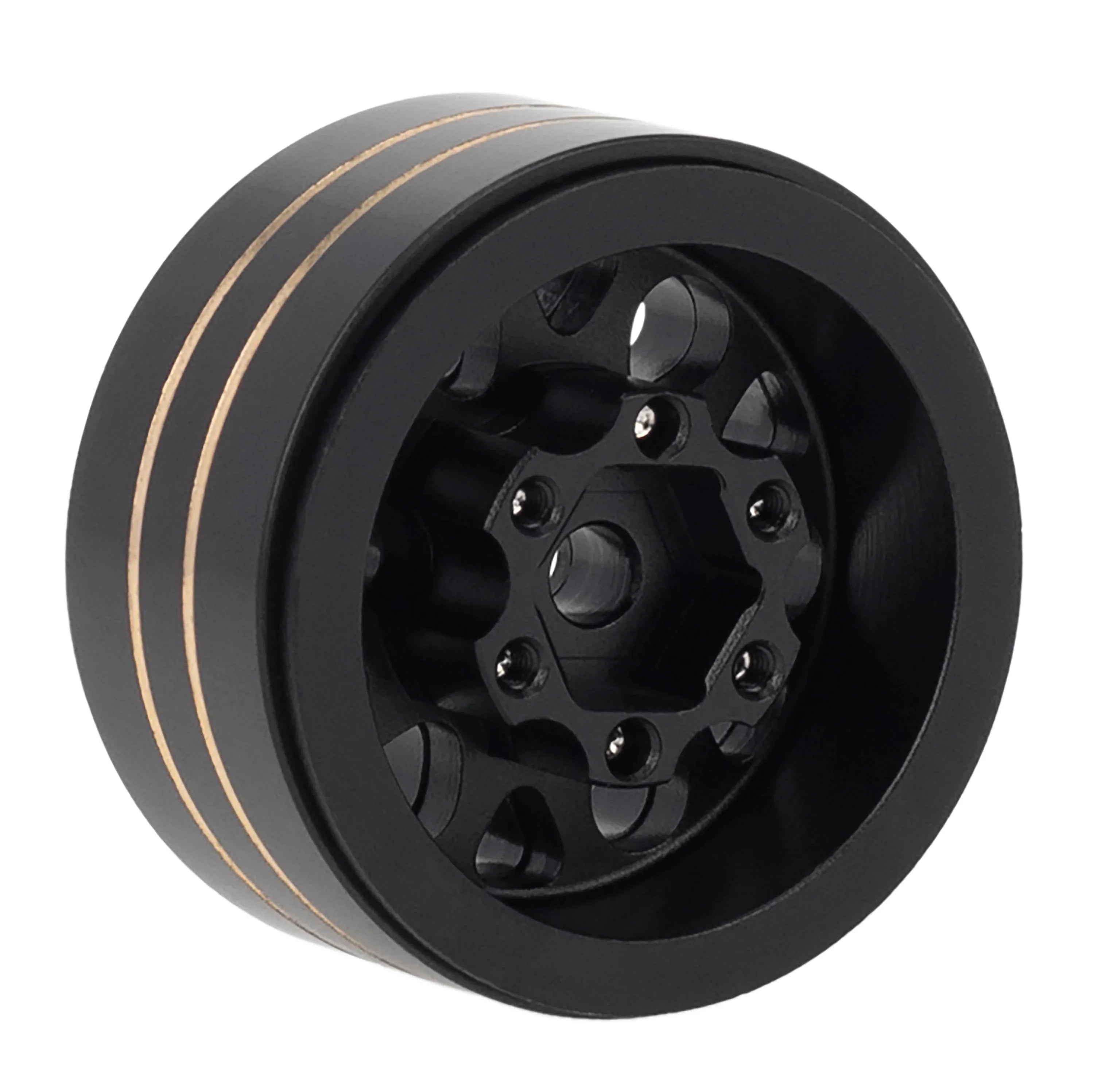 Meus Racing 1.0 Beadlock Wheels Brass Wheel Ring Aluminum Wheel Hub for Axial 1/24 Gladiator Bronco C10 JLU Deadbolt TRX4M RC Crawler Upgrade Parts - A BLACK - HeliDirect