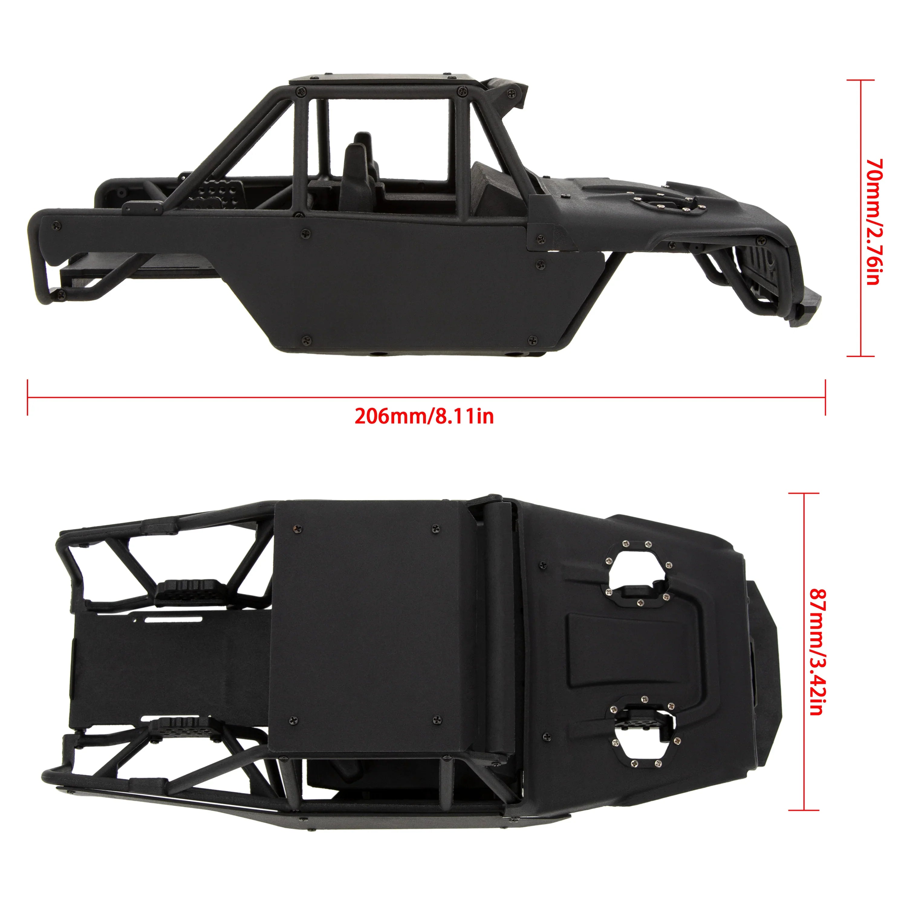 MEUS RACING TRX4M Ripper Nylon Injection Molding V2 Version Nylon Cage Body Shell for 1/18 TRX4M (MEX40-Black) - HeliDirect