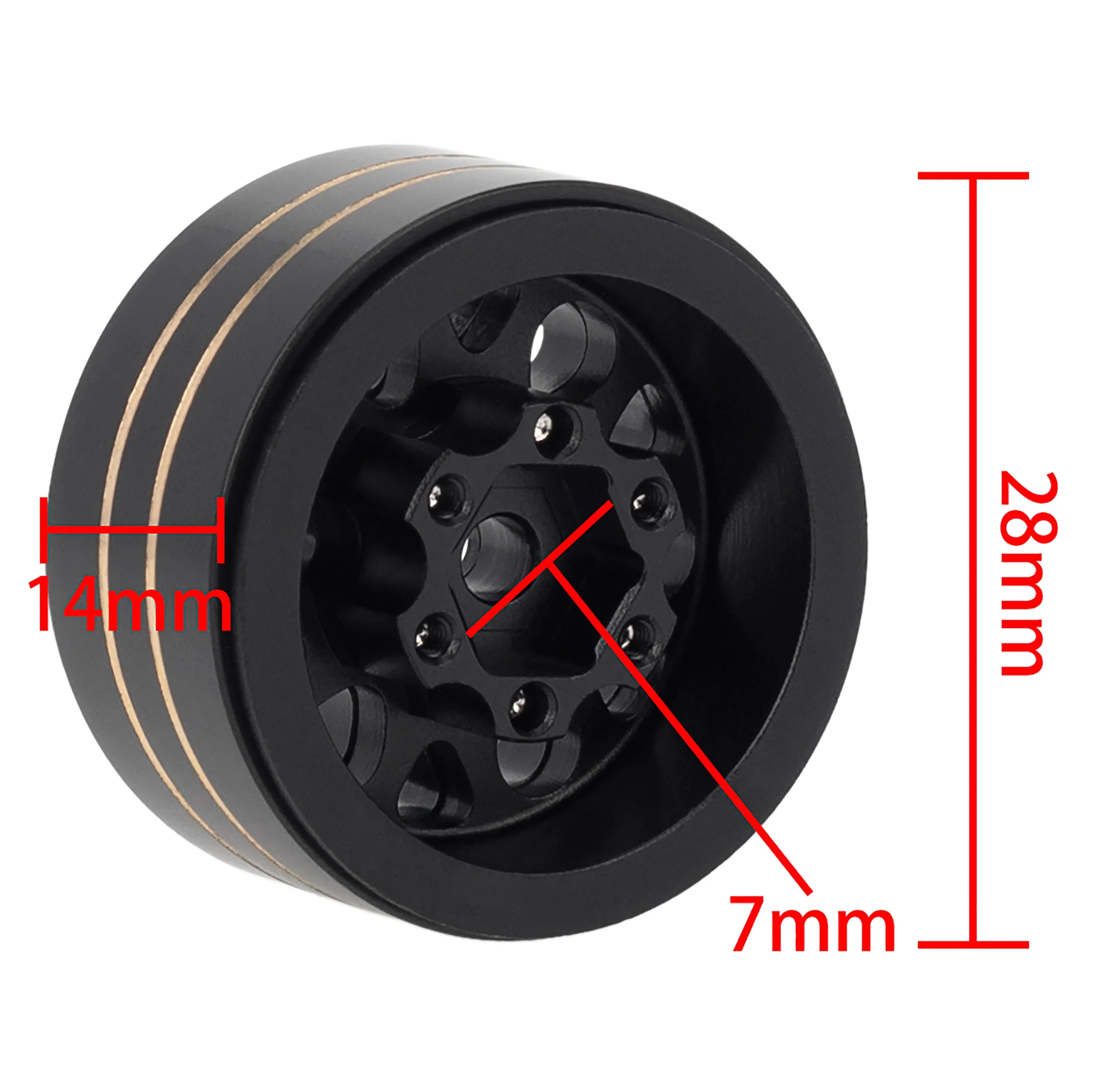 Meus Racing 1.0 Beadlock Wheels Brass Wheel Ring Aluminum Wheel Hub for Axial 1/24 Gladiator Bronco C10 JLU Deadbolt TRX4M RC Crawler Upgrade Parts - A BLACK - HeliDirect