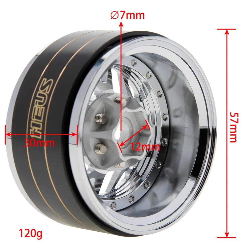 MEUS Racing Brass Aluminum 1.9″ Beadlock Wheels Supports Front Rear Twin Wheels for 1/10 TRX-4 TRX-6 SCX10 GEN7 GEN8 D90