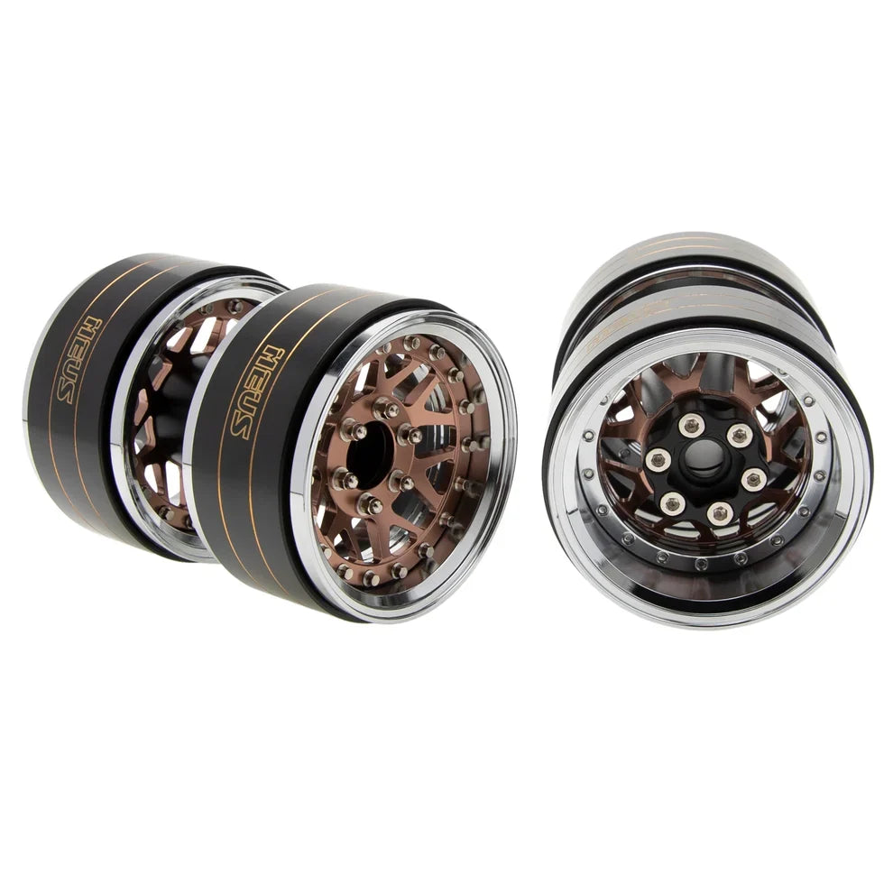 MEUS Racing Brass Aluminum 1.9″ Beadlock Wheels Supports Front Rear Twin Wheels for 1/10 TRX-4 TRX-6 SCX10 GEN7 GEN8 D90