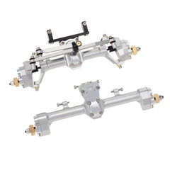 MEUS RACING 1/24 Scale Aluminum Alloy Axles Front and Rear Portal Axle Housing Assembly w/New C Knuckle for Axial SCX24 90081 C10 Jeep Upgrade Parts - SILVER - HeliDirect