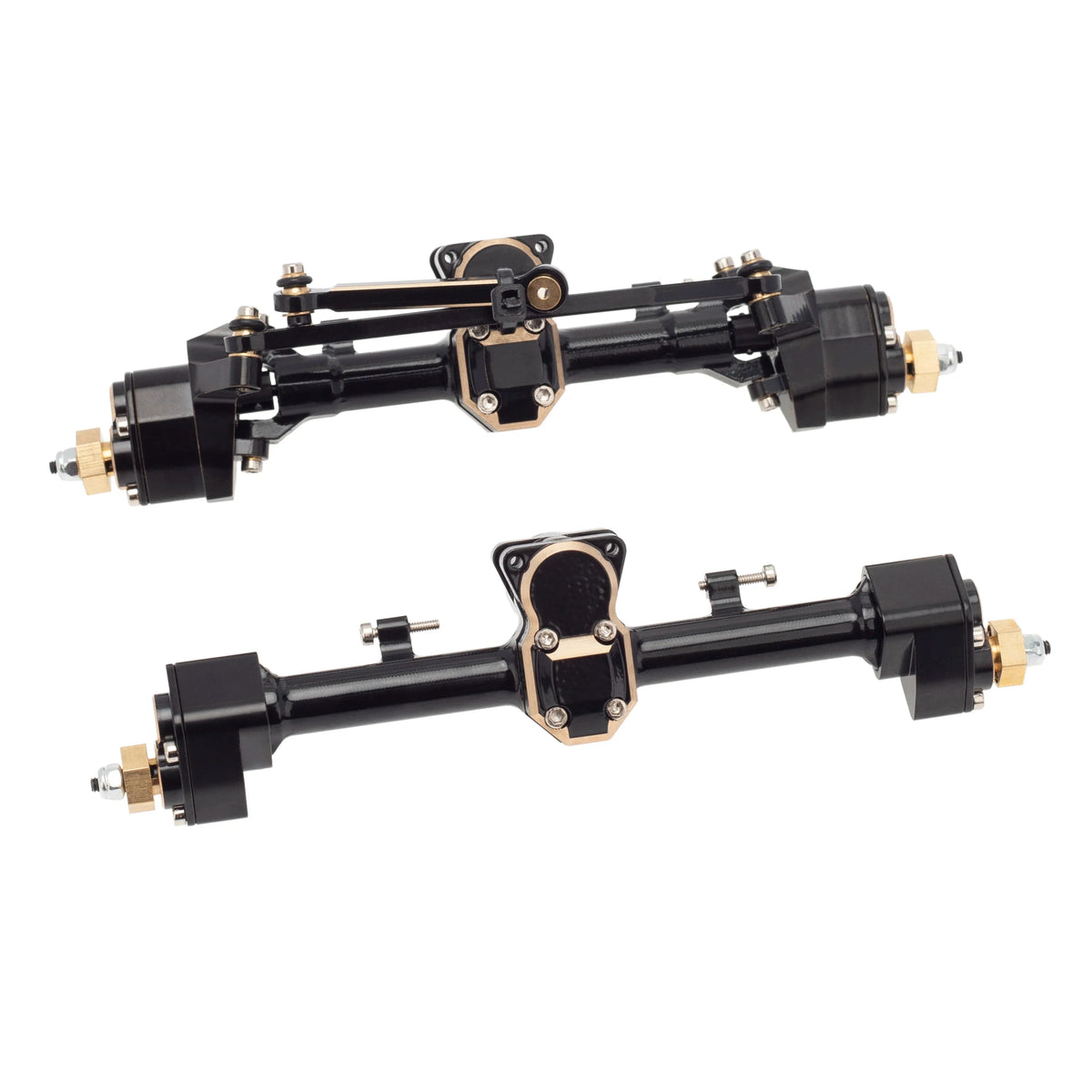 MEUS RACING RC Car CNC Front and Rear Portal Axle Kit Aluminum Steel & Brass Front and Rear Axle for 1/24 SCX24 90081 C10 Jeep RC Crawler Car - BLACK - HeliDirect