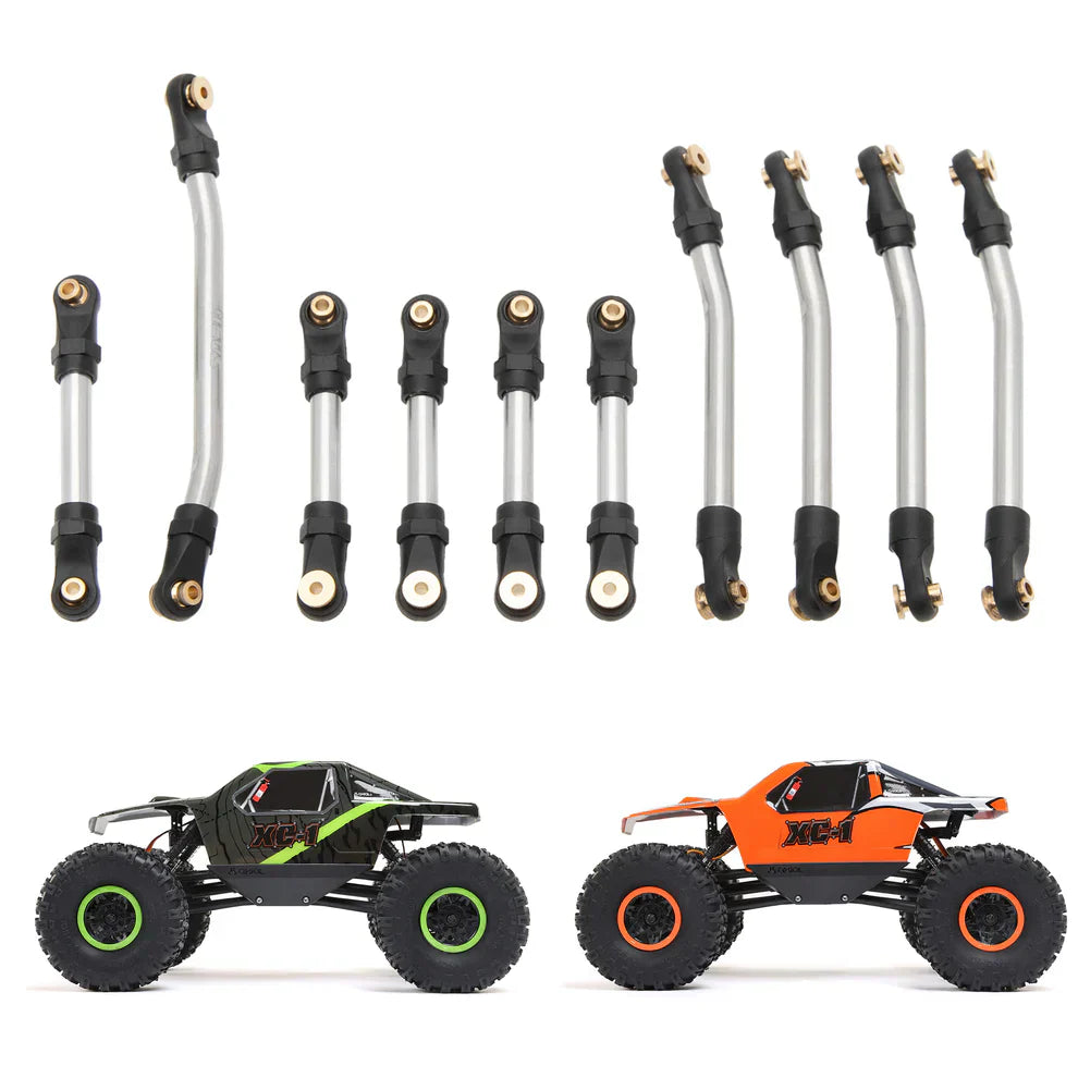 MEUS Racing 10pcs Metal High Clearance Chassis & Steering Links Set for 1/24 AX24 XC-1 RC Crawler Car