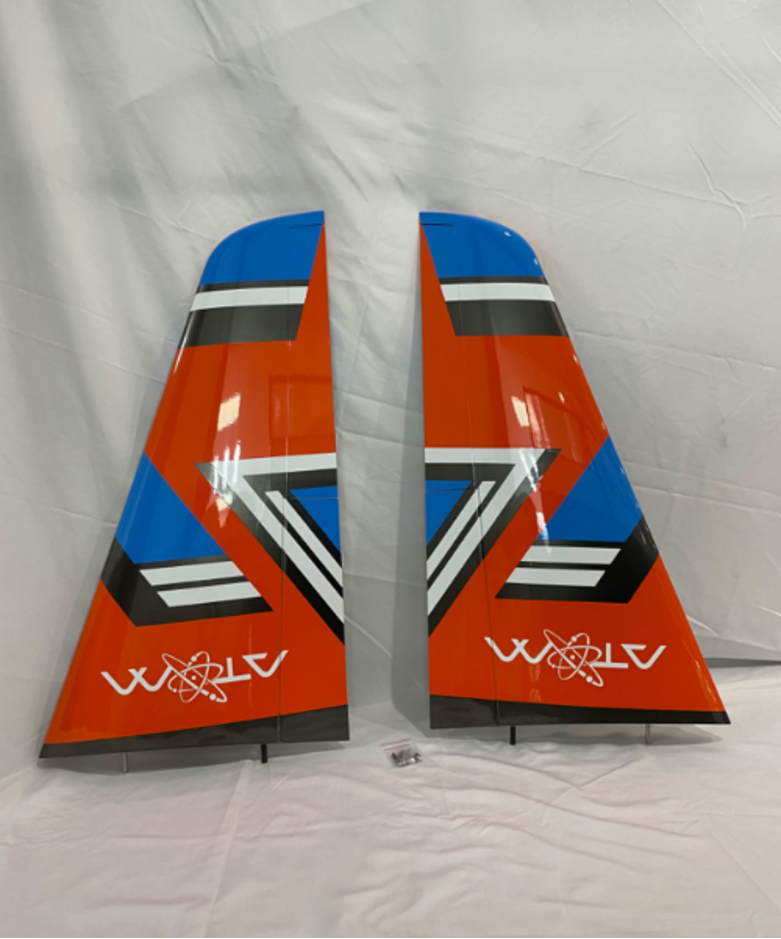 Boomerang Atom Wing set to include hatches, pushrods, control horns and linkages - Orange Blue - Boomerang RC Jets