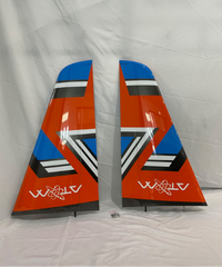Boomerang Atom Wing set to include hatches, pushrods, control horns and linkages - Orange Blue - Boomerang RC Jets
