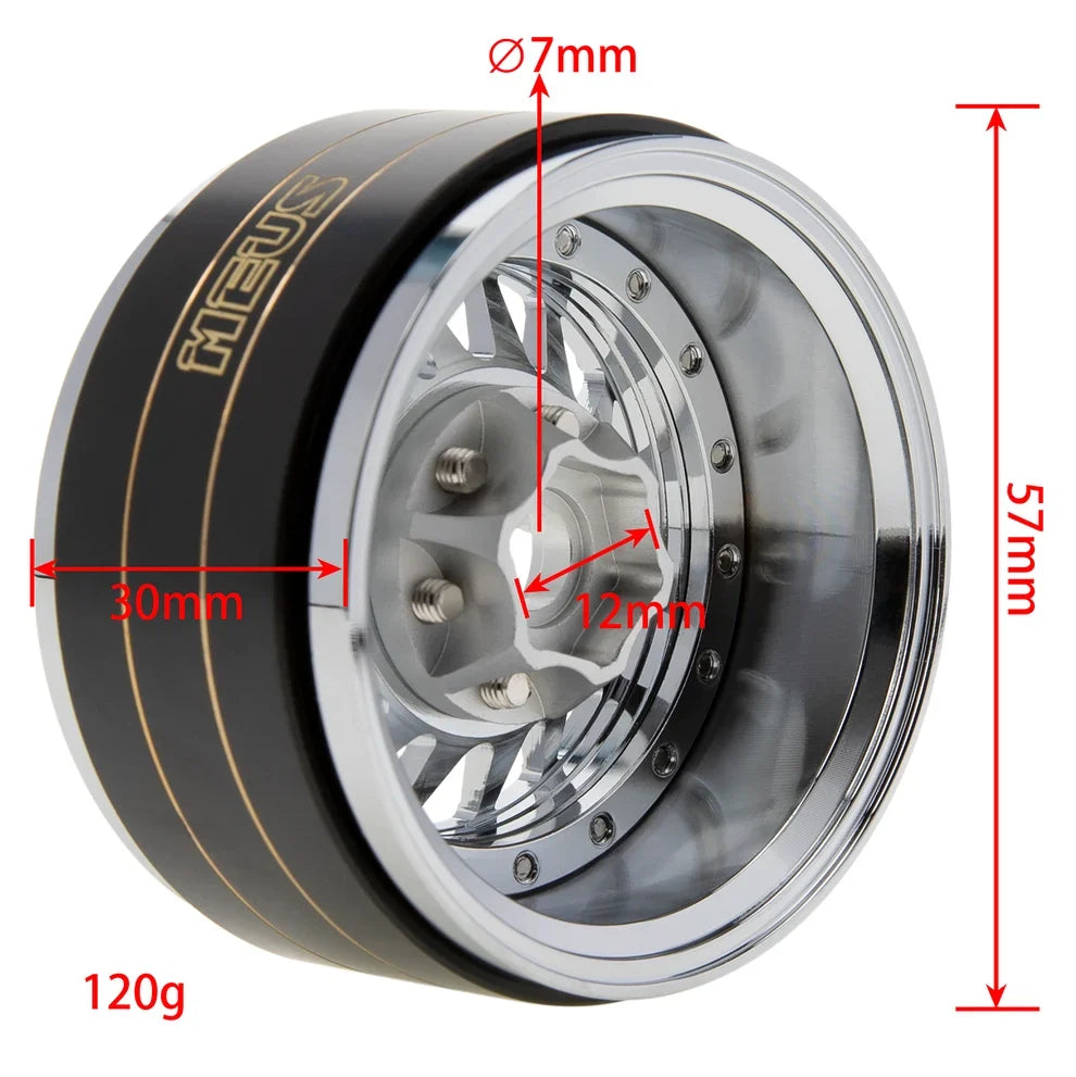 MEUS Racing Brass Aluminum 1.9″ Beadlock Wheels Supports Front Rear Twin Wheels for 1/10 TRX-4 TRX-6 SCX10 GEN7 GEN8 D90