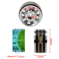 MEUS RACING 1.0 Beadlock Wheel Aluminum Chrome-Plated Brass Inner Ring Negative Offset -3.25mm for Axial SCX24 TRX4M - Ten Star B - HeliDirect