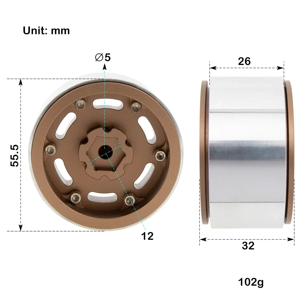 MEUS Racing Aluminum 1.9 Beadlock Wheels for 1/10 TRX4 TRX6 Axial SCX10 I II III Redcat GEN7 GEN8