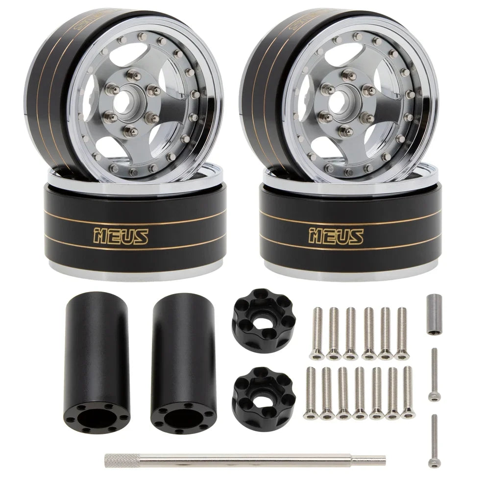 MEUS Racing Brass Aluminum 1.9″ Beadlock Wheels Supports Front Rear Twin Wheels for 1/10 TRX-4 TRX-6 SCX10 GEN7 GEN8 D90