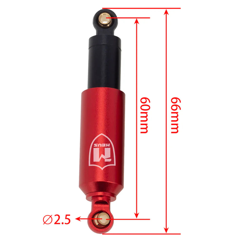 MEUS Racing 60MM Emulation Shocks Built-in Oil Shock for 1/18 TRX4M 4PACK - RED - HeliDirect