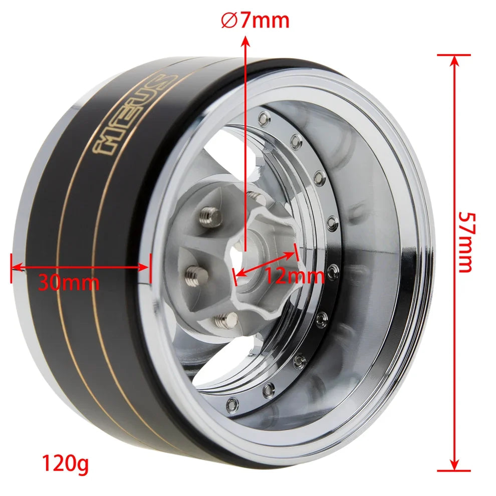 MEUS Racing Brass Aluminum 1.9″ Beadlock Wheels Supports Front Rear Twin Wheels for 1/10 TRX-4 TRX-6 SCX10 GEN7 GEN8 D90