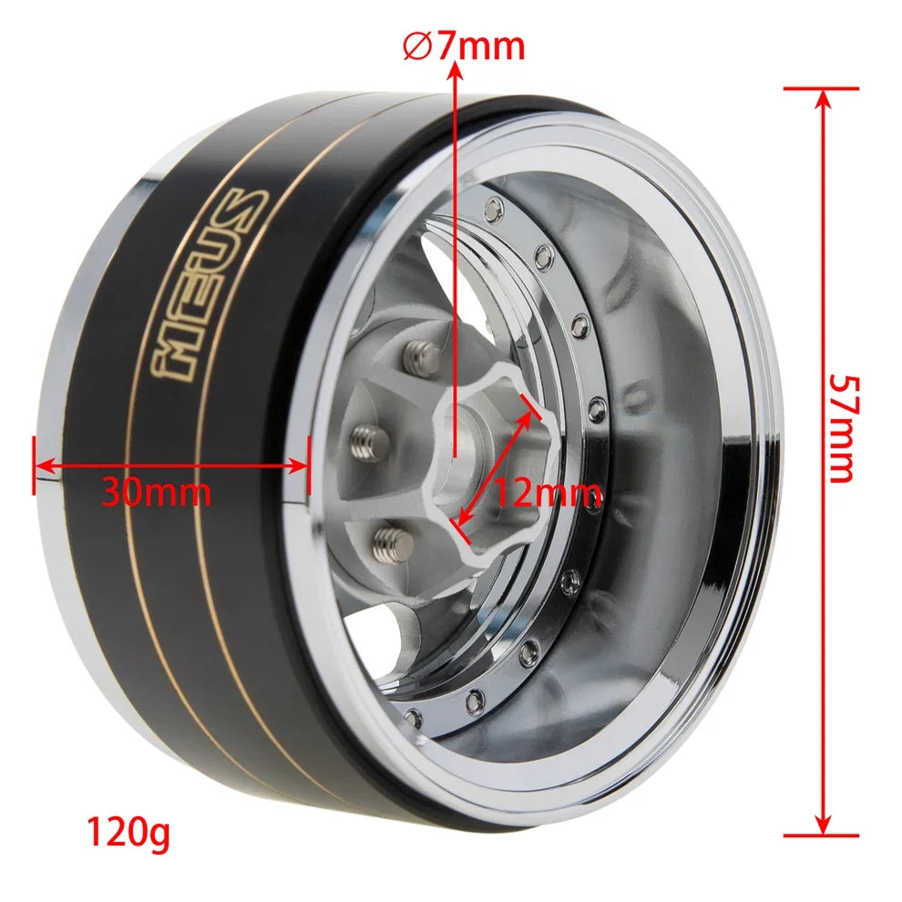 MEUS Racing Brass Aluminum 1.9″ Beadlock Wheels Supports Front Rear Twin Wheels for 1/10 TRX-4 TRX-6 SCX10 GEN7 GEN8 D90