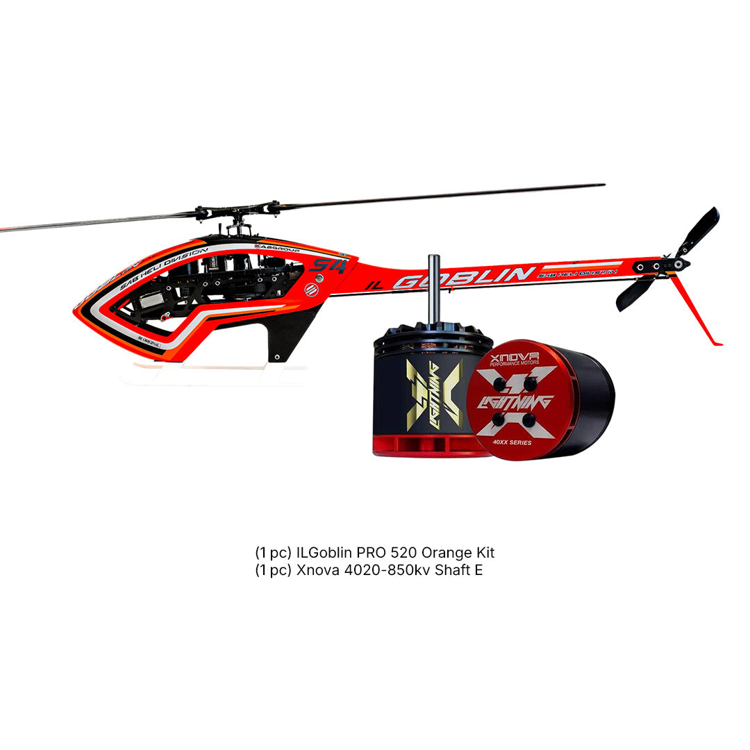 SAB ILGoblin PRO 520 Orange w/ Main and Tail Blades Combo Motor