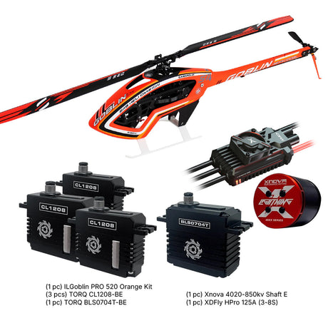 SAB ILGoblin PRO 520 Orange w/ Main and Tail Blades Combo Motor, ESC ...