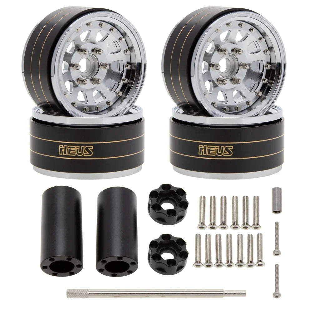 MEUS Racing Brass Aluminum 1.9″ Beadlock Wheels Supports Front Rear Twin Wheels for 1/10 TRX-4 TRX-6 SCX10 GEN7 GEN8 D90