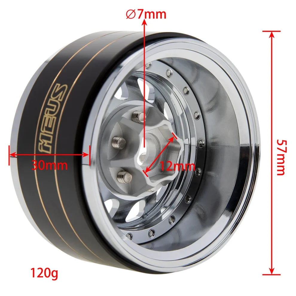 MEUS Racing Brass Aluminum 1.9″ Beadlock Wheels Supports Front Rear Twin Wheels for 1/10 TRX-4 TRX-6 SCX10 GEN7 GEN8 D90