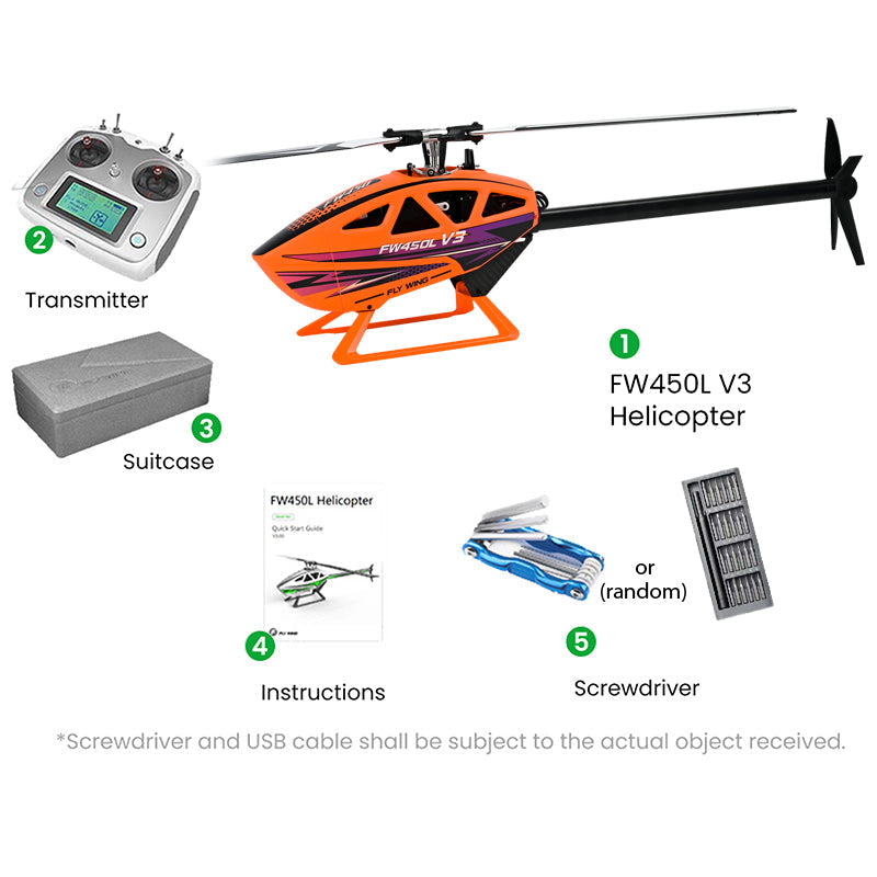 FW450 V3 Helicopter w/ H1-GPS Flight Controller ARTF (Orange) (w/o Battery and Charger) - HeliDirect