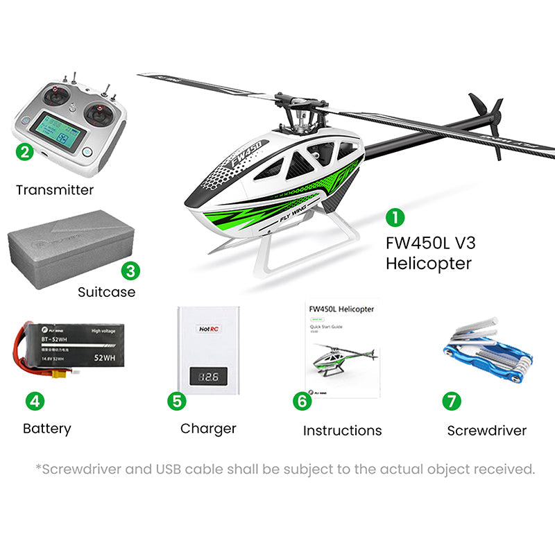 FW450 V3 Helicopter w/ H1-GPS Flight Controller RTF (Green) - HeliDirect