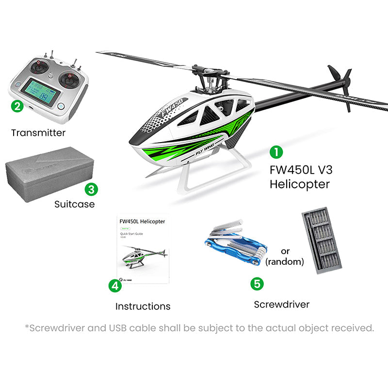 FW450 V3 Helicopter w/ H1-GPS Flight Controller ARTF (Green) (w/o Battery and Charger) - HeliDirect