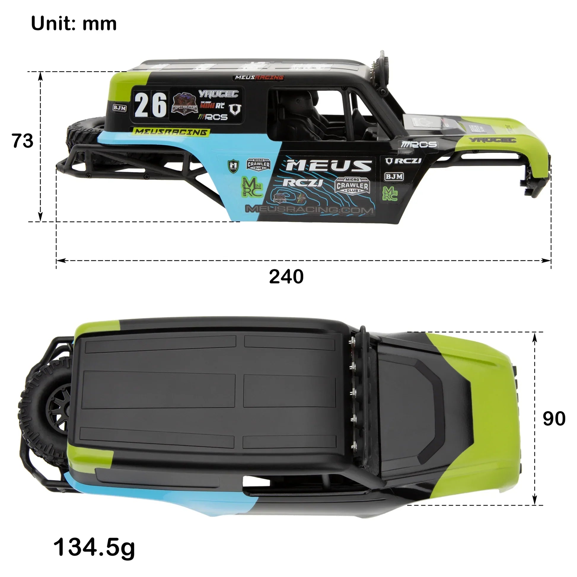 MEUS Racing MB18 Body & Chassis Frame Kit for TRX4M Defender Bronco K10 F150 High Trail - GREEN