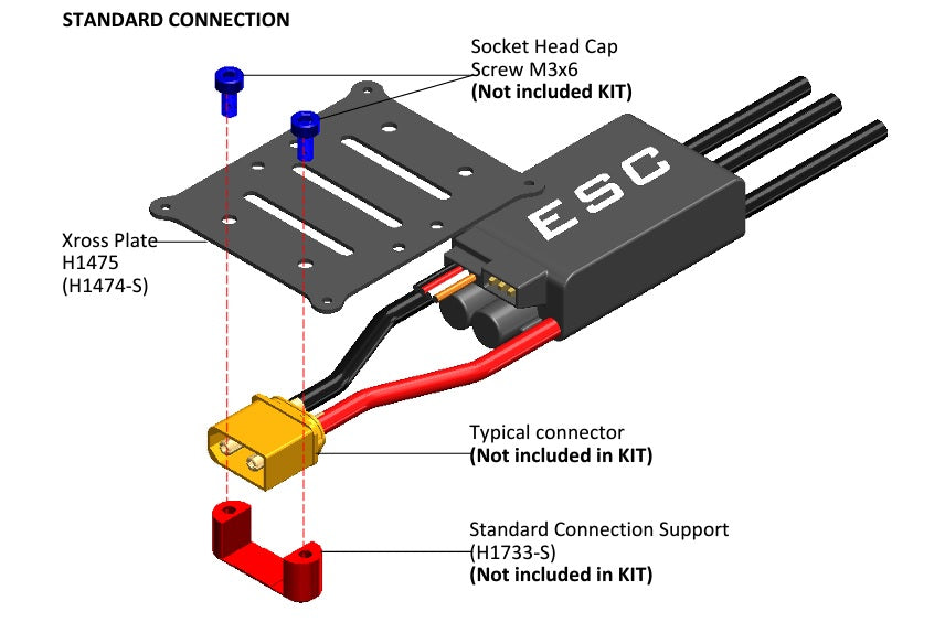 RAW420 Aluminum XT60 Connector Support - HeliDirect