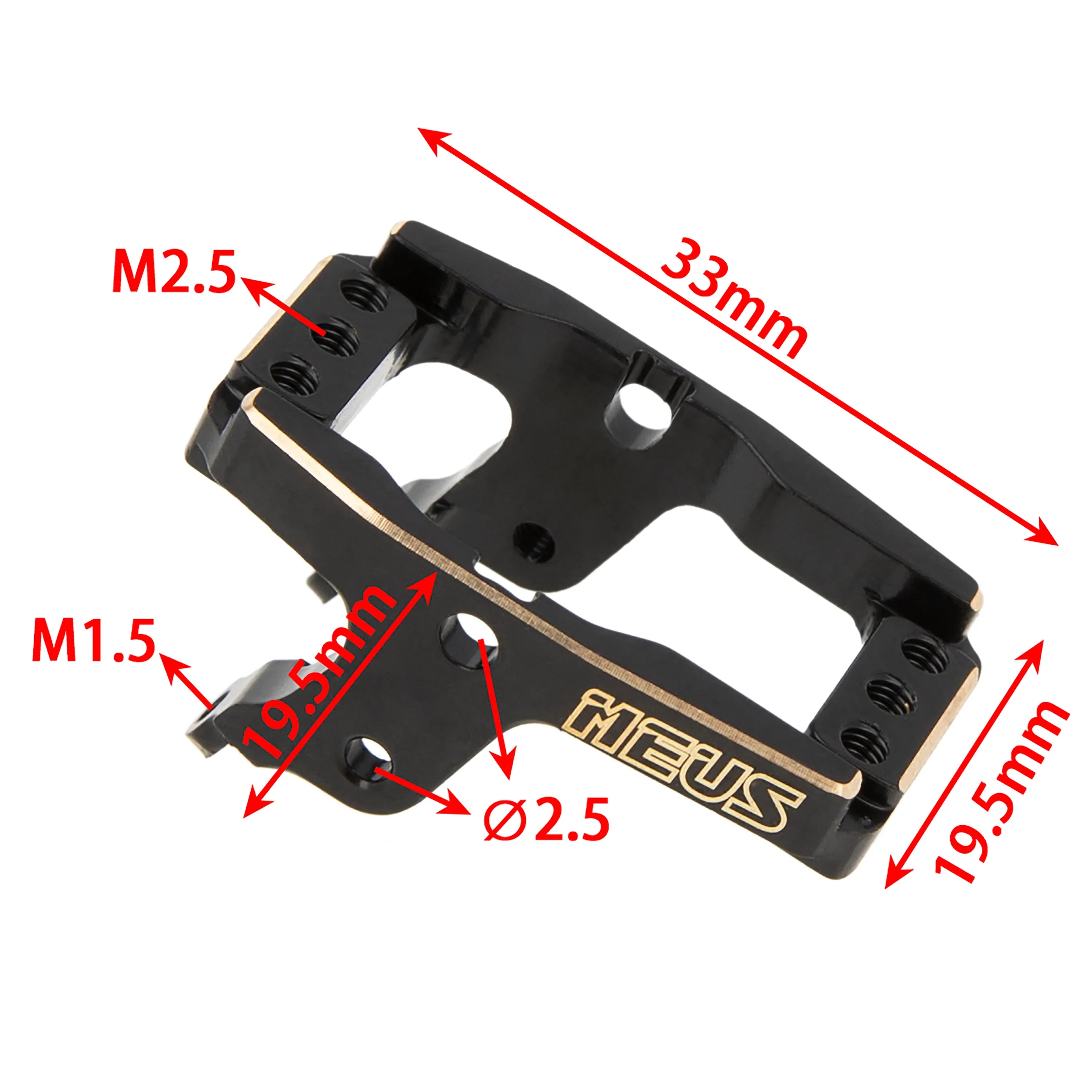 MEUS RACING TRX4M Brass Servo Mount for TRX4M Original Plastic Axles and MEUS Front Rear Axle Housing - HeliDirect