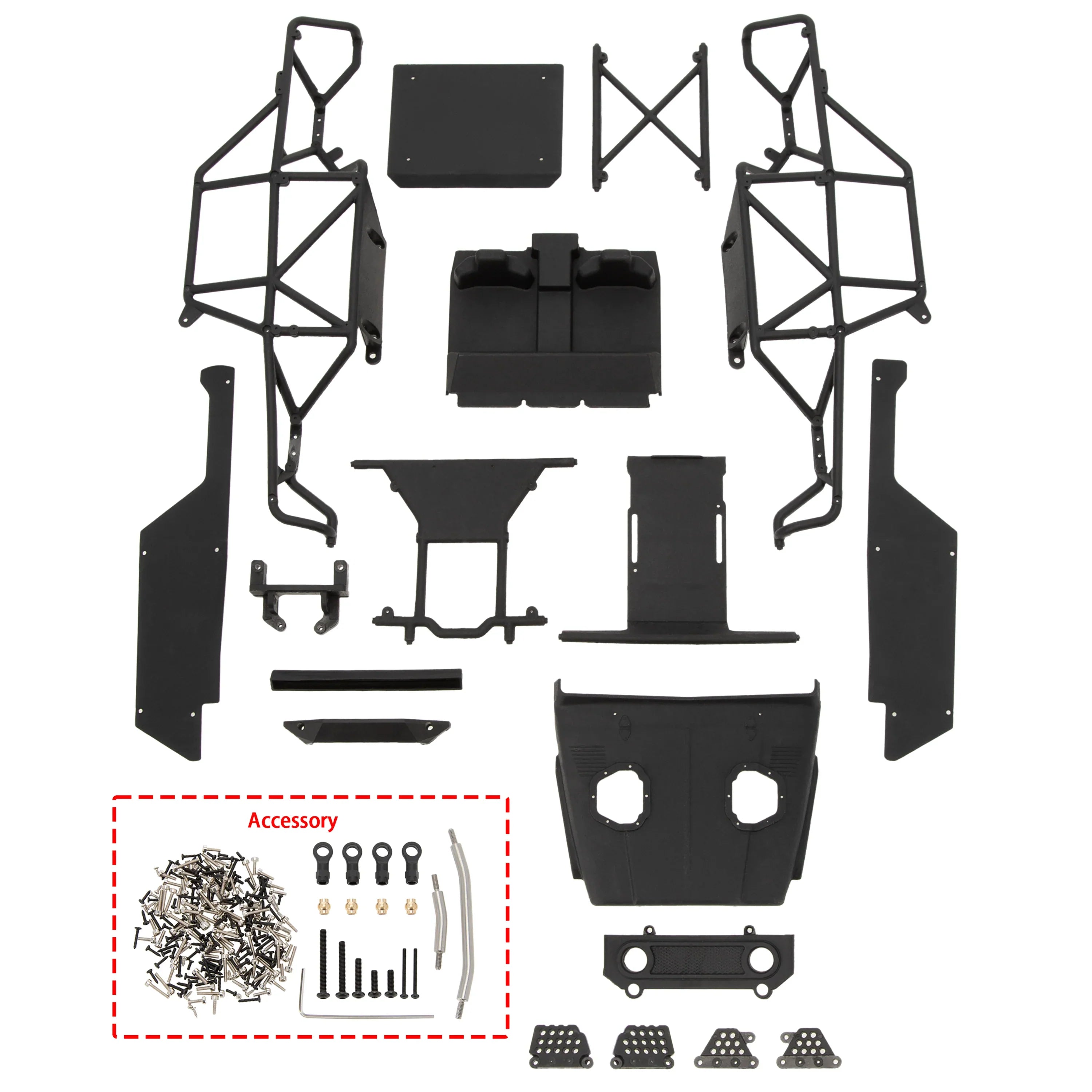 MEUS RACING TRX4M Ripper Nylon Injection Molding V2 Version Nylon Cage Body Shell for 1/18 TRX4M (MEX40-Black) - HeliDirect