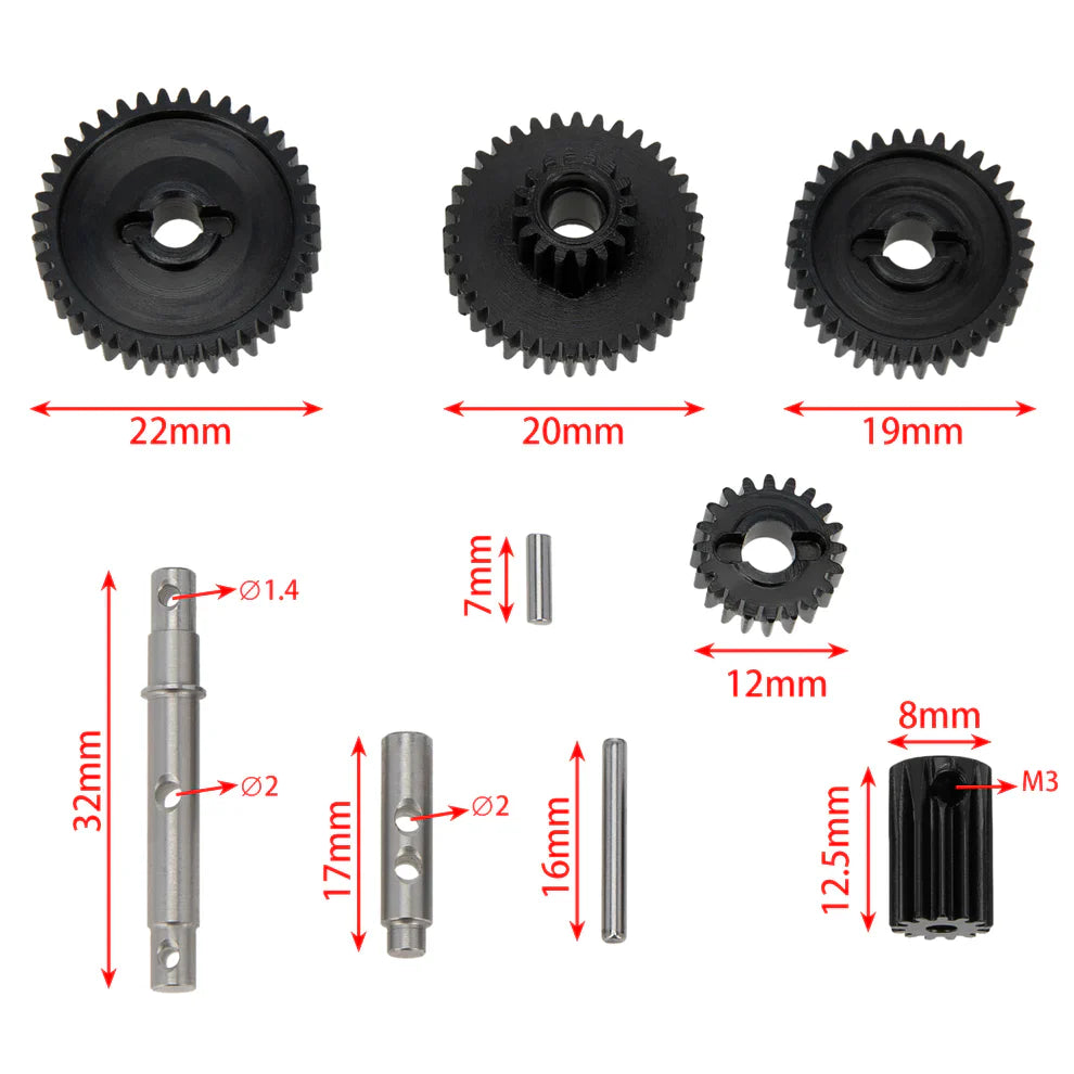 MEUS RACING Metal Gear Upgrade Kit Transmission Gear Kit for AXIAL 1/18 UTB18 - HeliDirect