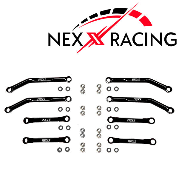 Nexx Racing High Clearance Aluminum Chassis Links Set for Axial AX24 - BLACK - HeliDirect