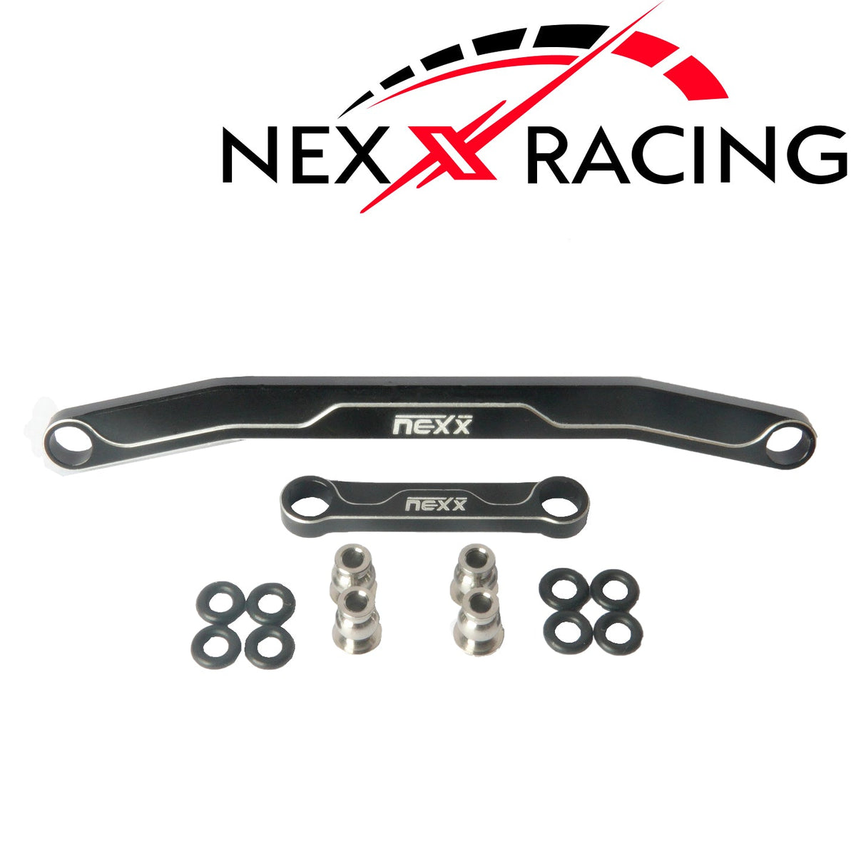 NexxRacing CNC Aluminium Steering Link Set for 1/24 RC Crawler Axial AX24 - BLACK - HeliDirect