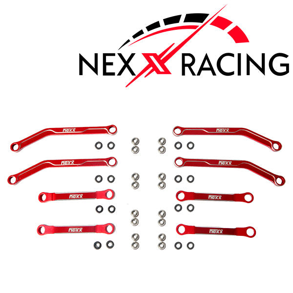 Nexx Racing High Clearance Aluminum Chassis Links Set for Axial AX24 - RED - HeliDirect