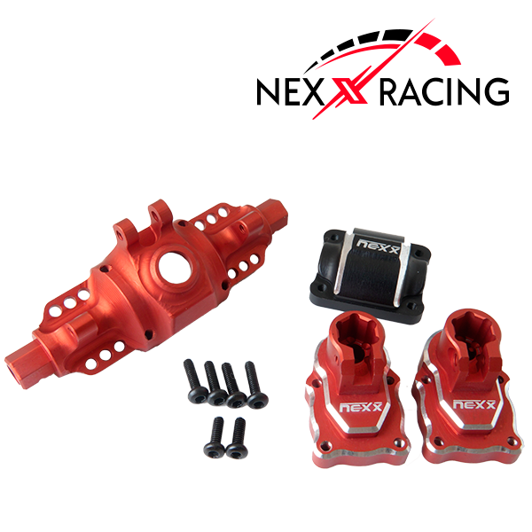 Nexx Racing Rear Housing Alu 7075 T6 For FMS FCX24 Max Smasher & Power Wagon (Without Outer Cover) (Red) - HeliDirect