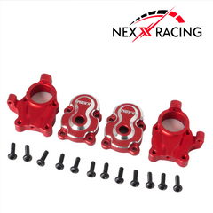 Nexx Racing Front Portal Axle Set Alu 7075 T6 For FMS FCX24 Max Smasher & Power Wagon (Red) - HeliDirect