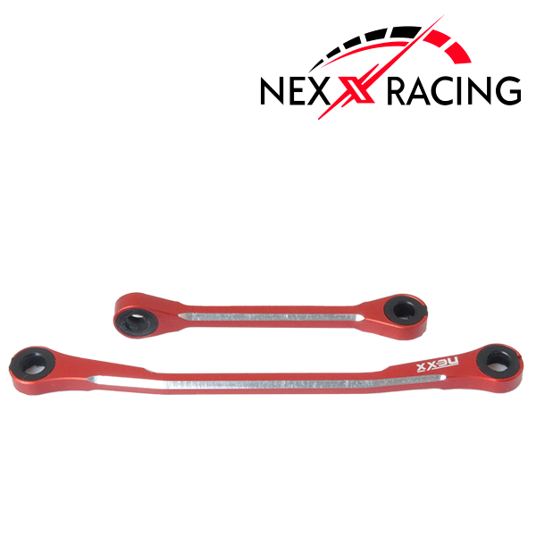 Nexx Racing Steering Link Steering Rod Tie Linkages Set Alu 7075 T6 For FMS FCX24 Max Smasher & Power Wagon (Red) - HeliDirect