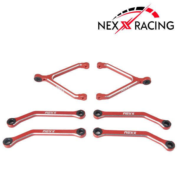 Nexx Racing Chassis Links Set Alu 7075 T6 For FMS FCX24 Max Smasher & Power Wagon (Red) - HeliDirect