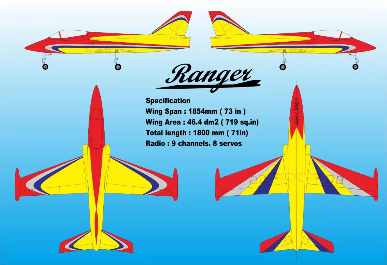 Boomerang Composite Ranger Sport Jet - Yellow/Red - Boomerang RC Jets