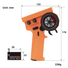 MEUS Racing ME-10B RC Transmitter 8CH 2.4GHz & Receiver with Coach Mode for 1/8 1/10 1/18 1/24 TRX4 TRX4M SCX10 SCX24 - Orange