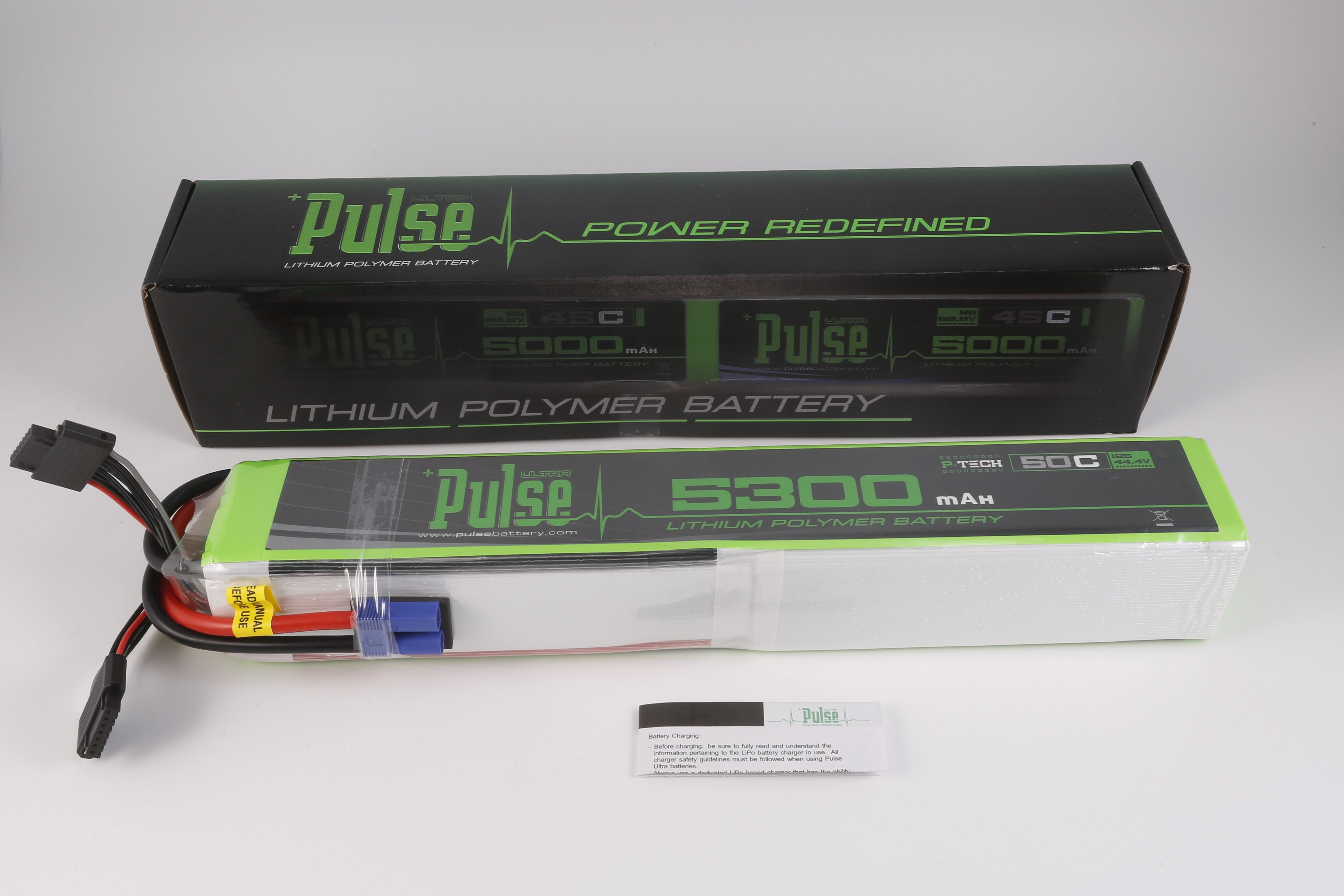 PULSE 5300mAh 50C 44.4V 12S P-Tech LiPo Battery - EC5 Connector