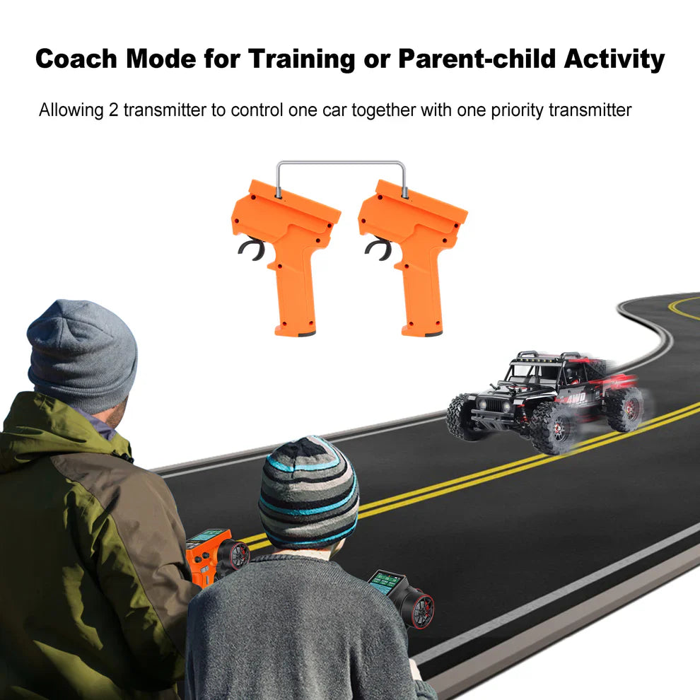 MEUS Racing ME-10B RC Transmitter 8CH 2.4GHz & Receiver with Coach Mode for 1/8 1/10 1/18 1/24 TRX4 TRX4M SCX10 SCX24 - Orange