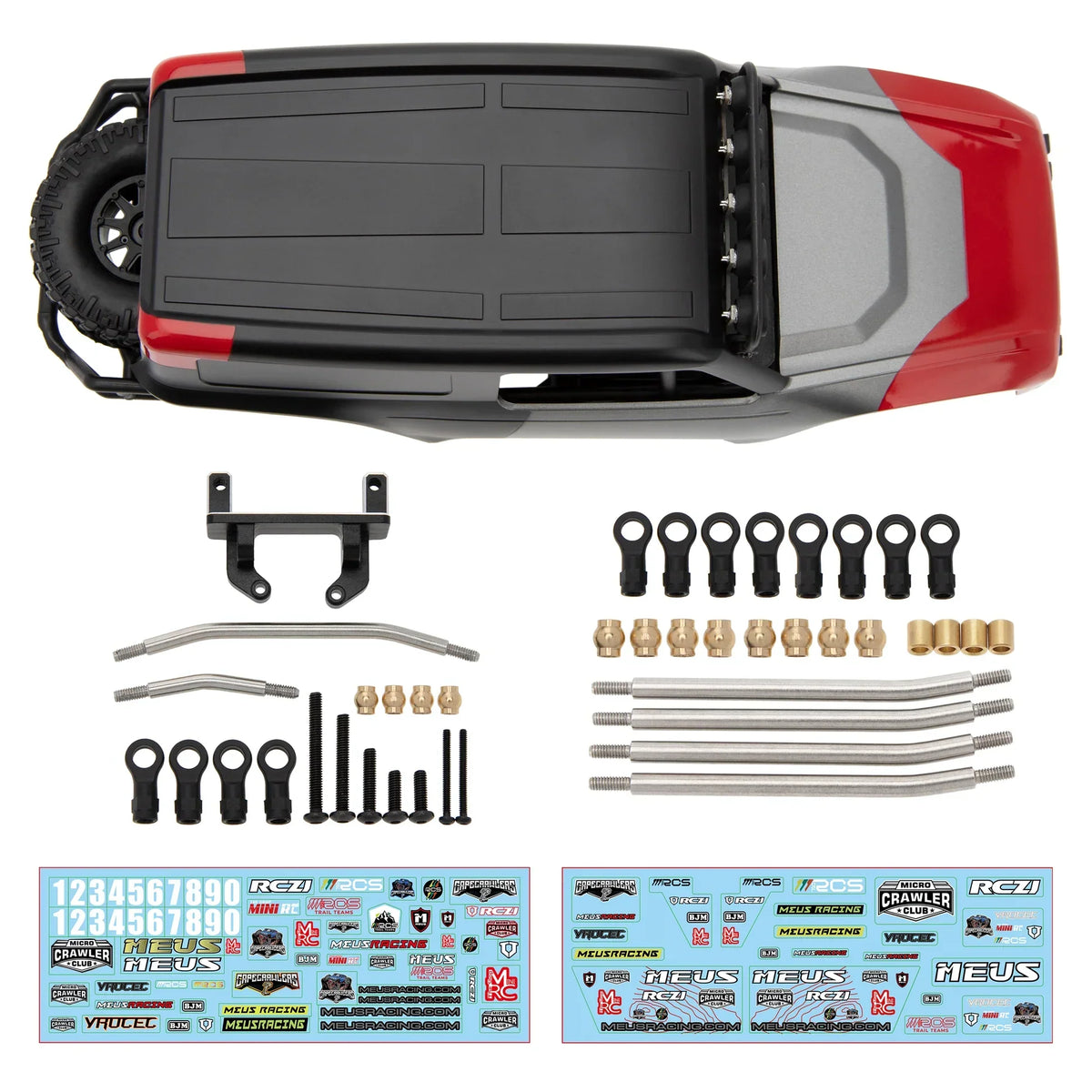 MEUS Racing MB18 Body & Chassis Frame Kit for TRX4M Defender Bronco K10 F150 High Trail - RED